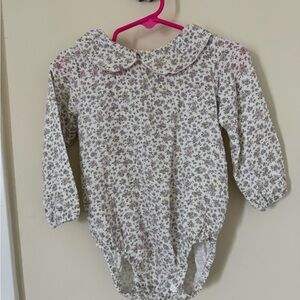 Zara Floral Long Sleeve Bodysuit - White and Purple